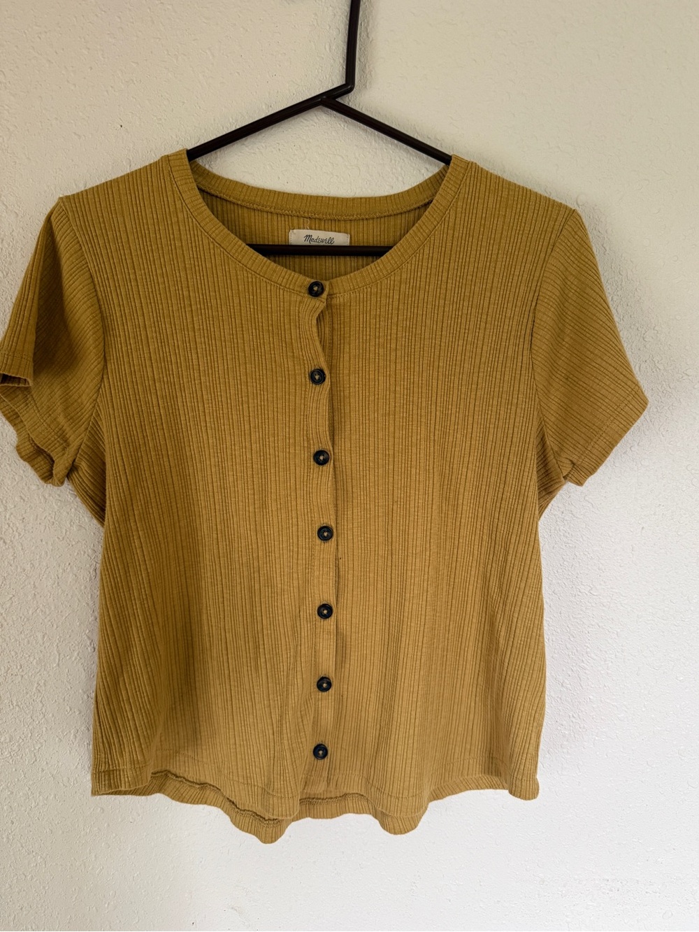 Madewell Short Sleeve Ribbed Shirt Goldenrod Mustard Large